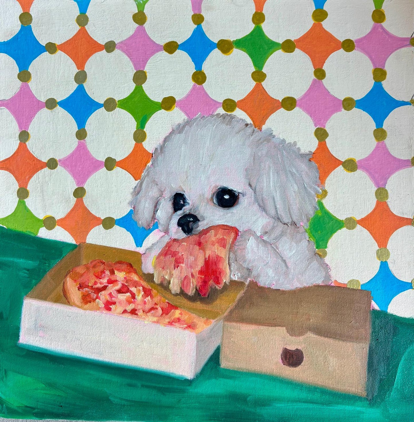 Pizza Thief Original Oil Painting