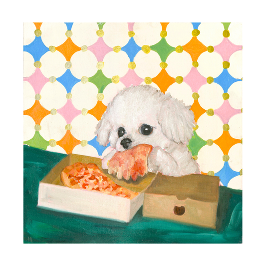 Cute Puppy Pizza Fine Art Poster — Playful Pop-Art Wall Print